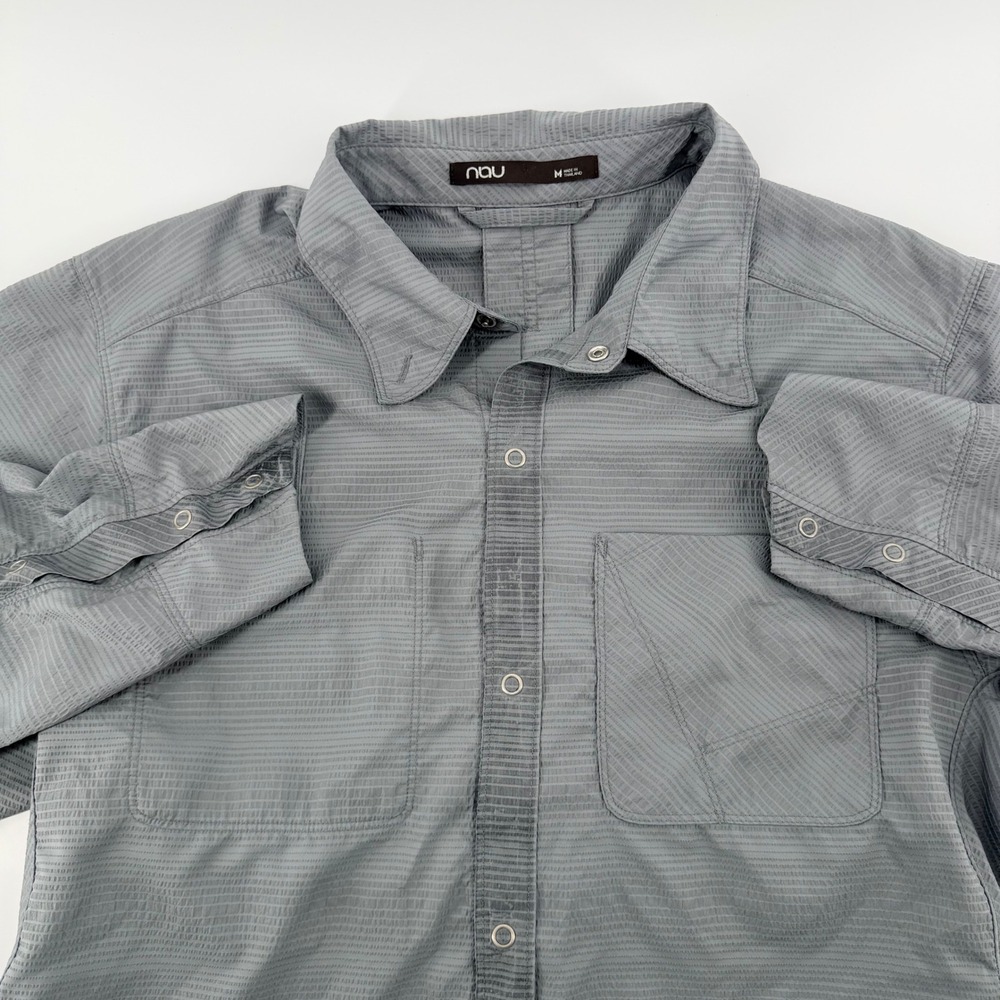 Nau Eco Circle Technical Snap Shirt Recycled Polyester Gorpcore‎ M Grey